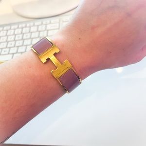 Hermes GM clic clac bracelet, rose pink gold